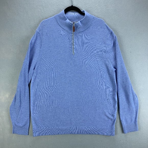 Tommy Bahama Other - Tommy Bahama Mens Sweater Large Blue Pullover 1/4 Zip Thin Lightweight Coolmax